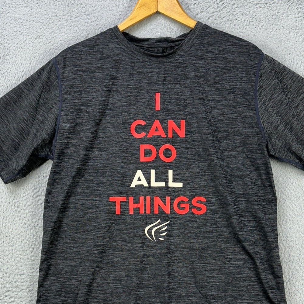 Active Faith T-Shirt Tee Mens Large Gray In Jesus Name I Play Graphic Crew Neck